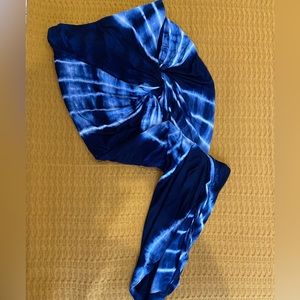 Wrap/twist, indigo, tie dye, midi skirt